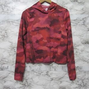 ATHLETA Pinnacle Hoodie Pullover Long Sleeve Top Pink Camo Camouflage Size Small